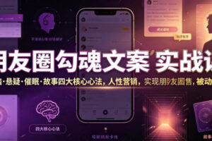 朋友圈勾魂文案实战课｜洗脑·悬疑·催眠·故事四大核心心法，吃透人性营销，实现朋友圈不销而售被动成交