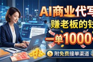 AI商业代写，赚老板的钱，一单1000+，附免费接单渠道
