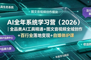 AI全年系统学习营(2026)｜全品类AI工具精通+图文音视频全域创作+百行业落地变现+自媒体IP打造年度进阶大课