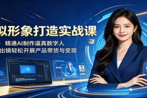 虚拟形象打造实战课：精通AI制作逼真数字人，足不出镜轻松开展产品带货与变现