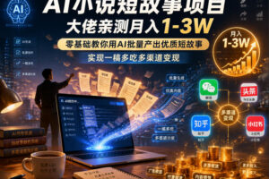 AI小说短故事项目，大佬亲测月入1-3W，零基础教你用AI批量产出优质短故事，实现一稿多吃多渠道变现(更新0624)