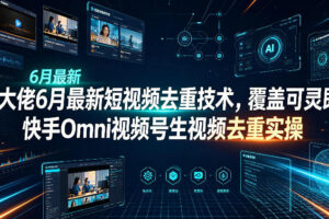 某大佬6月最新短视频去重技术，覆盖可灵即梦快手Omni视频号生视频去重实操