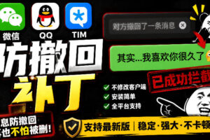 Windows下PC版微信/QQ/TIM的防撤回多开工具！开源免费使用，且免费长期维护RevokeMsgPatcher