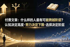 付费文章：什么样的人最有可能跨越阶层？认知决定高度·努力决定下限·选择决定阶层