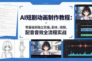 AI短剧动画制作教程：零基础到独立实操，剧本、视频、配音音效全流程实战