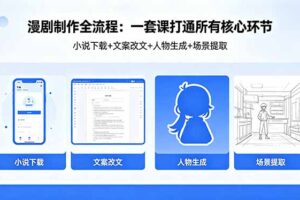 漫剧制作全流程：小说下载+文案改文+人物生成+场景提取：一套课打通漫剧制作所有核心环节
