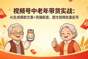 视频号中老年带货实战：AI生成爆款文案+克隆配音，图文视频批量起号