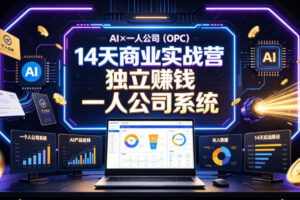 AI×一人公司(OPC)14天商业实战营，用AI帮你搭建一个属于你自己的、能独立賺钱的一人公司系统