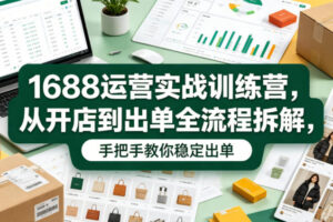 1688运营实战训练营，从开店到出单全流程拆解，手把手教你稳定出单(更新0620)