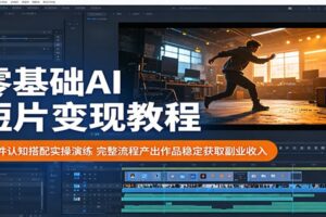 零基础AI短片变现教程：软件认知搭配实操演练，完整流程产出作品稳定获取副业收入