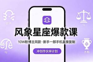10W粉博主同款：风象星座爆款课，新手一部手机直接复制，冲创作伙伴计划