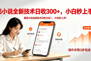 番茄小说全新技术全新玩法！无脑日收300+
