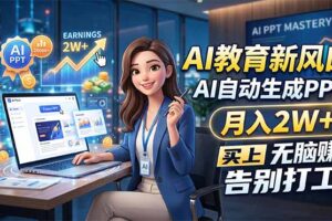 AI教育新风口，AI自动生成PPT，月入2W+，无脑赚，告别打工