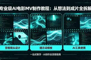 专业级AI电影MV制作教程，从想法到成片全拆解，宫格镜头+提示词模板+AI工具一站式教学