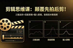 剪辑思维课：颠覆先拍后剪！三镜法则+匹配剪辑+插入剪辑，告别流水账视频