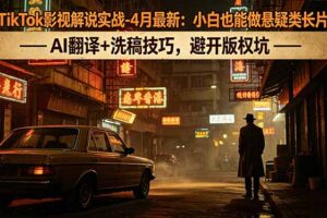 TikTok影视解说实战-4月最新：小白也能做悬疑类长片，AI翻译+洗稿技巧，避开版权坑