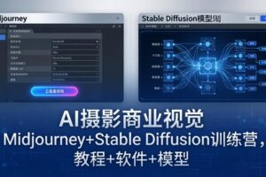 AI摄影商业视觉Midjourney+Stable Diffusion训练营，教程+软件+模型