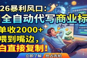 AI全自动代写商业标书，一单收2000+，饭喂到嘴边，小白直接复制