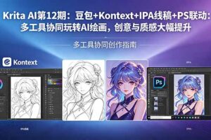 Krita AI第12期：豆包+Kontext+IPA线稿+PS联动：多工具协同玩转AI绘画，创意与质感大幅提升