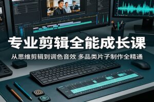 专业剪辑全能成长课：从思维剪辑到调色音效，多品类片子制作全精通