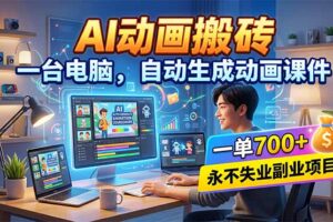 AI动画搬砖，一台电脑，自动生成动画课件，一单800+ 永不失业副业项目！