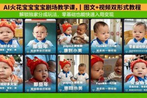 AI火花宝宝宝宝剧场教学课，图文+视频双形式教程，解锁独家分成玩法，零基础也能快速入局变现