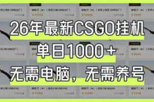 26年最新CSGO挂G系统，单日1000+，无需电脑，无需养号，0基础可上手【揭秘】