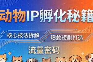 动物IP孵化全套秘籍，三大核心技法拆解，打造爆款萌宠短剧，轻松拿捏赛道流量密码