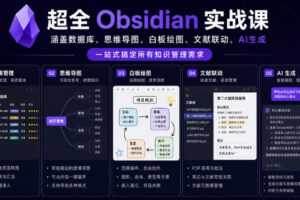超全Obsidian实战课，涵盖数据库、思维导图、白板绘图、文献联动、AI生成，一站式搞定所有知识管理需求