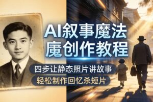 AI叙事魔法创作教程，四步让静态照片讲故事，老照片修复加动态特效，轻松制作回忆杀短片