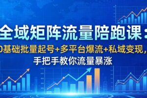 全域矩阵流量陪跑课：0基础批量起号+多平台爆流+私域变现，手把手教你流量暴涨