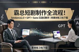 霸总短剧制作全流程！Seedance2.0 + GPT + Suno 沉浸式教学｜附素材练习包下载