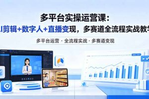 某团队多平台实操运营课-更新26年4月20：AI剪辑+数字人+直播变现，多赛道全流程实战教学