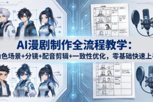 AI漫剧制作全流程教学：角色场景+分镜+配音剪辑+一致性优化，零基础快速上手
