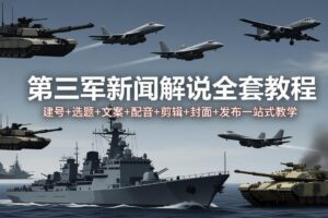第三军迷新闻解说全套教程：建号+选题+文案+配音+剪辑+封面+发布一站式教学