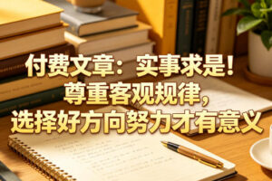 付费文章：实事求是！尊重客观规律，选择好方向努力才有意义