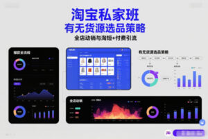 淘宝私家班，有无货源选品策略，高成功率爆款全流程打法，全店动销与淘短+付费引流(更新2026年6月1日)