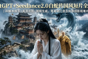 ChatGPT+Seedance2.0白蛇传国风短片全教程｜AI脚本撰写+高清出图+视频生成，零基础打造古风原创影视短片
