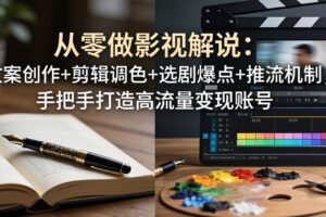 从零做影视解说：文案创作+剪辑调色+选剧爆点+推流机制，手把手打造高流量变现账号