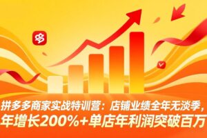 拼多多商家实战特训营：店铺业绩全年无淡季，年增长200%+单店年利润突破百万(26年4月10日更新