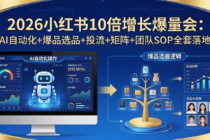 2026小红书10倍增长爆量会：AI自动化+爆品选品+投流+矩阵+团队SOP全套落地