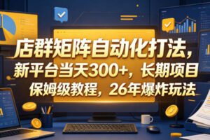 店群矩阵自动化打法，新平台当天300+，长期项目，保姆级教程，26年爆炸玩法【揭秘】