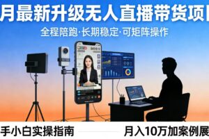 4月最新升级 无人直播 带货 全程陪跑 长期稳定 可矩阵 每天半小时新手小白实操月入 十万