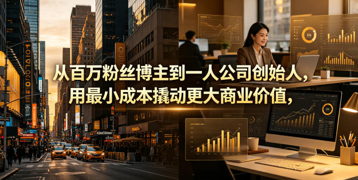 从百万粉丝博主到一人公司创始人，用最小成本撬动更大商业价值