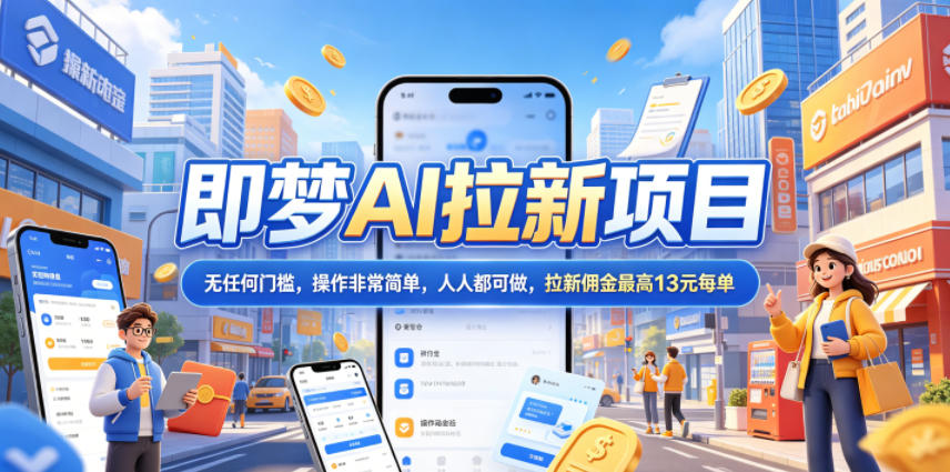 2026年即梦AI拉新项目最新玩法,无任何门槛,操作非常简单,人人都可做,拉新佣金最高13元每单