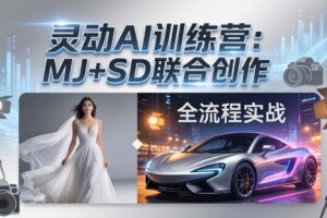 灵动AI训练营-3.0课程：MJ+SD联合创作，从婚纱大片到汽车广告，摄影后期全流程实战