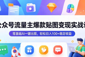 公众号流量主爆款贴图变现实战课，零基础AI一键出图，轻松日入100+稳定收益