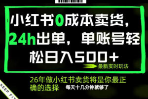 小红书0成本AI卖货，24小时出单，全流程托管，保底日入500+，每天十几分钟就够了【揭秘】