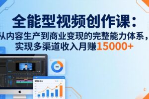 全能型视频创作课-26年3月更新：从内容生产到商业变现的完整能力体系，多渠道收入月赚15000+