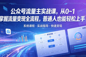 公众号流量主实战课，从0~1掌握流量变现全流程，普通人也能轻松上手